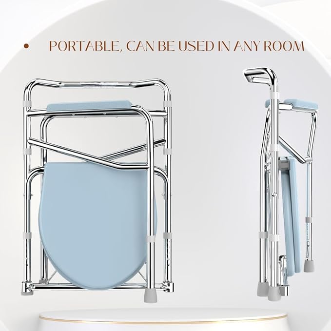MEDIHUG 3-in-1 Foldable Height Adjustable Commode Chair