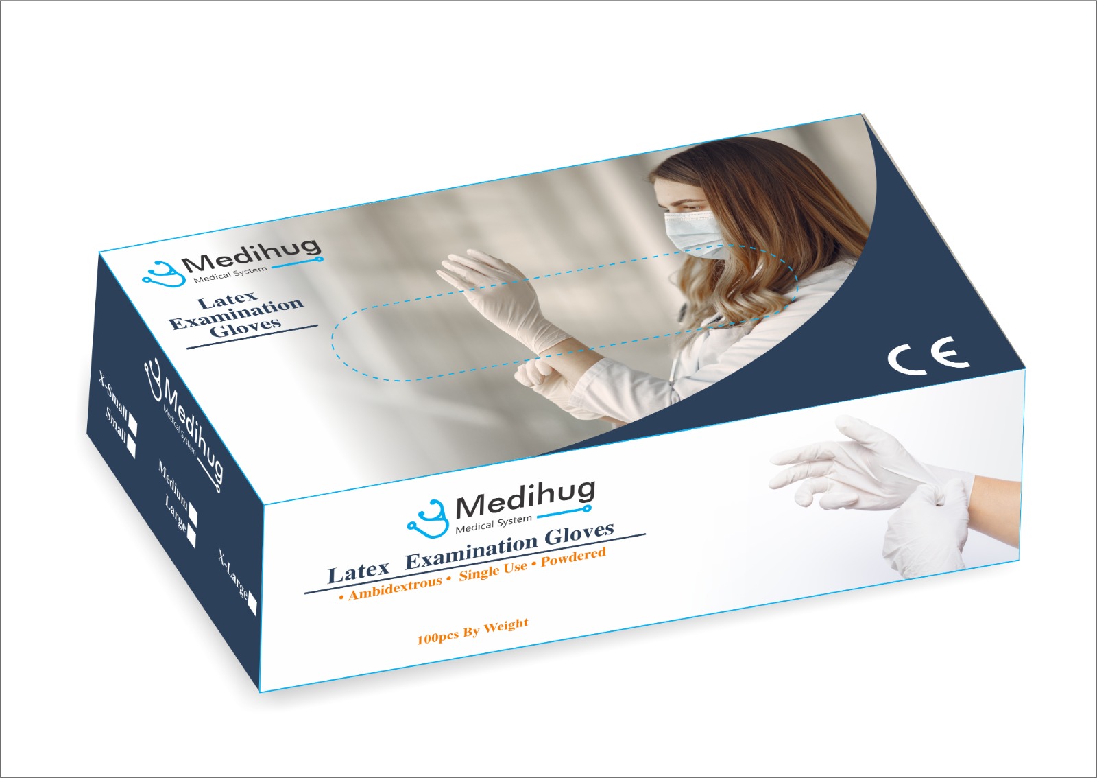 Latex examination gloves Large size